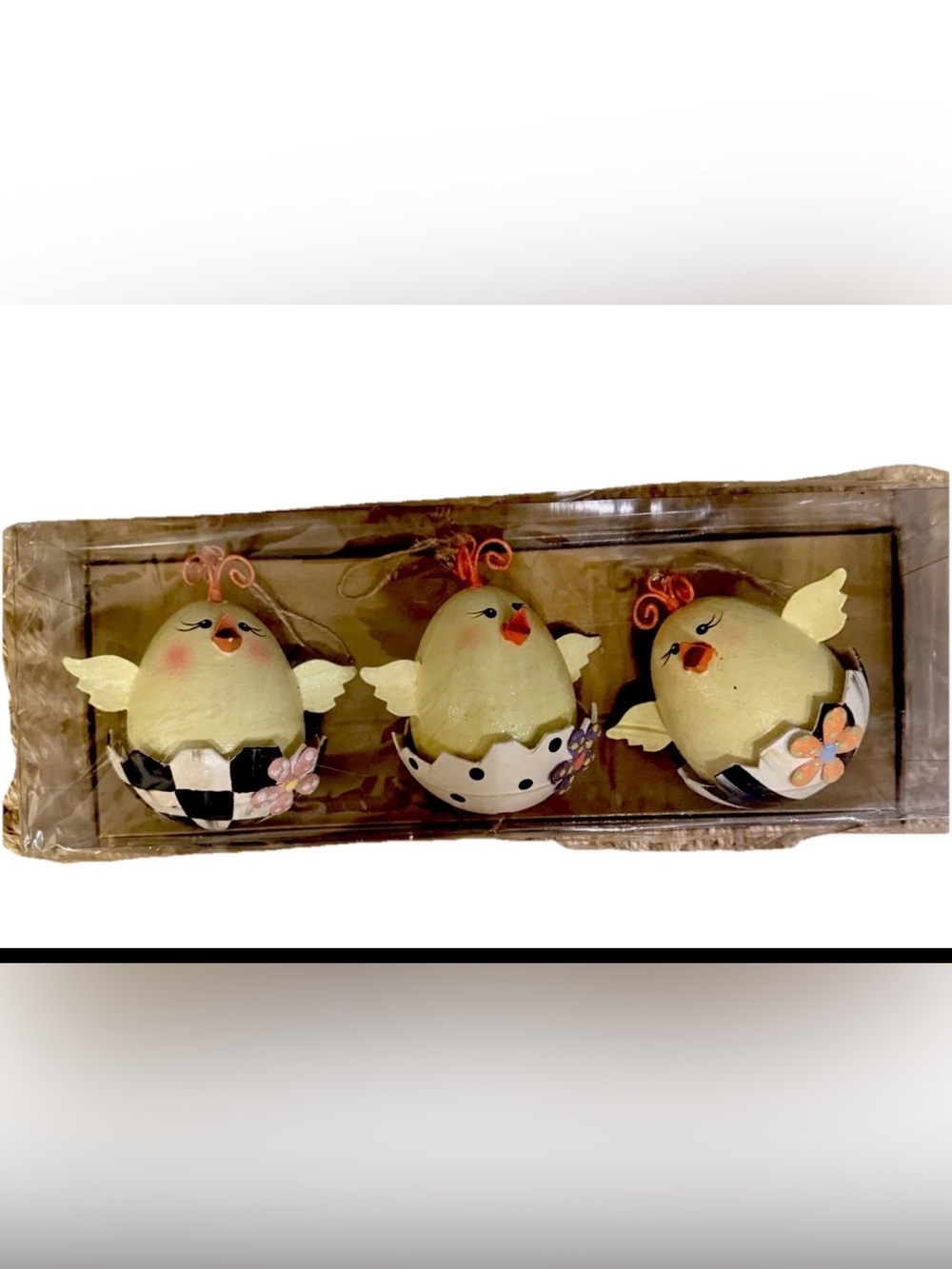 MACKENZIE-CHILDS | Chick Hanging Ornaments - Set of 3 (NIB)
